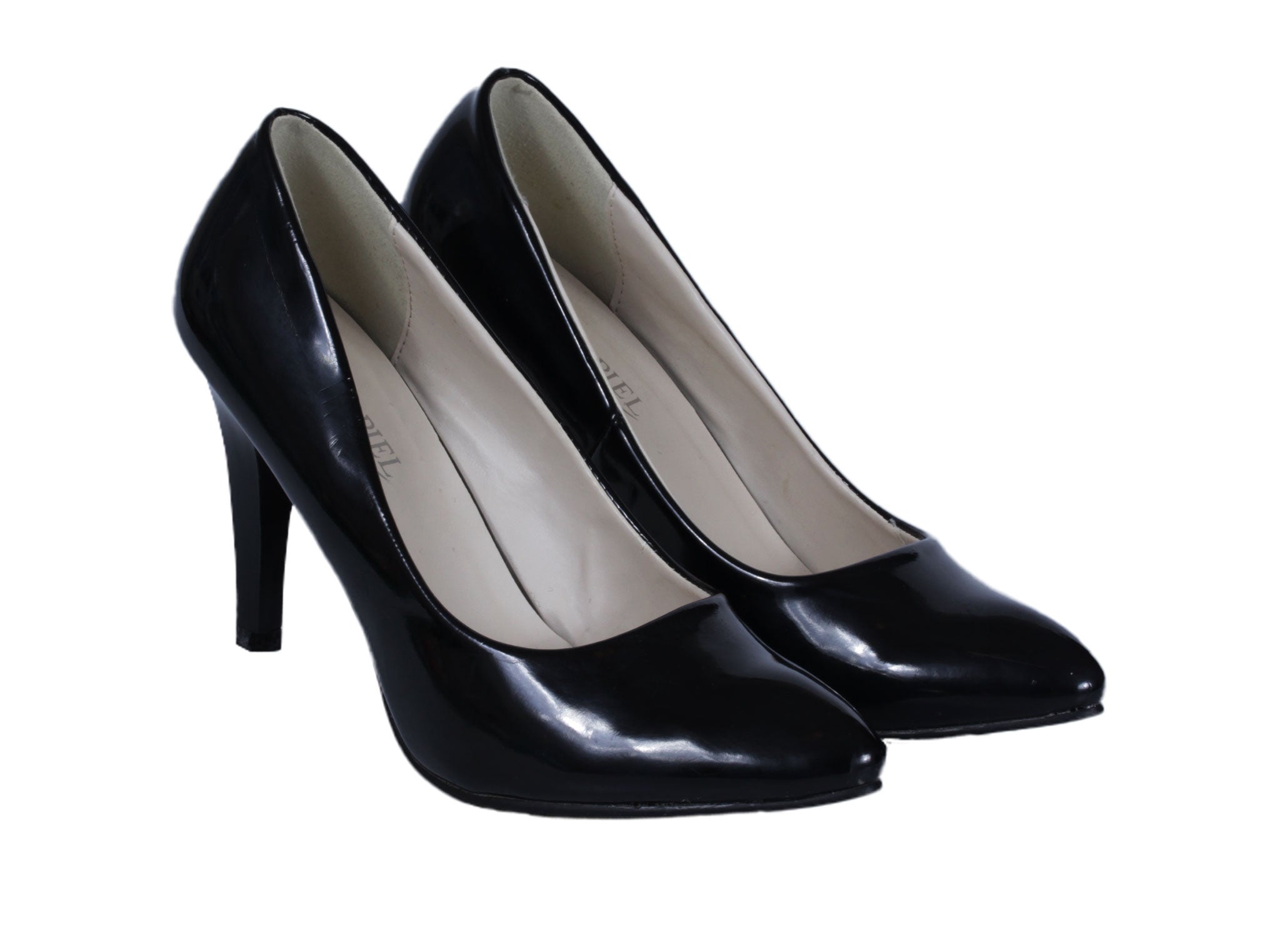 Zapato taco alto charol negro elegante | Talla 39