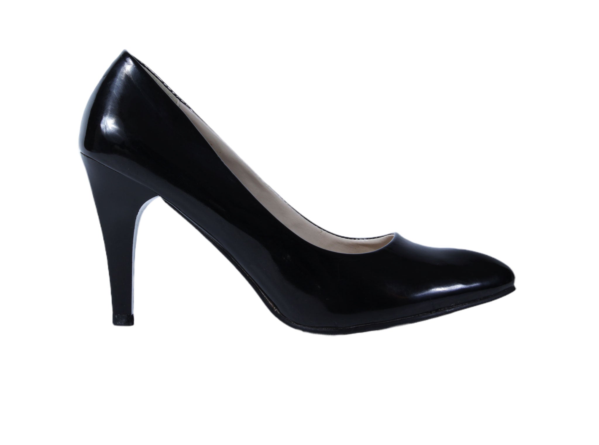 Zapato taco alto charol negro elegante | Talla 39