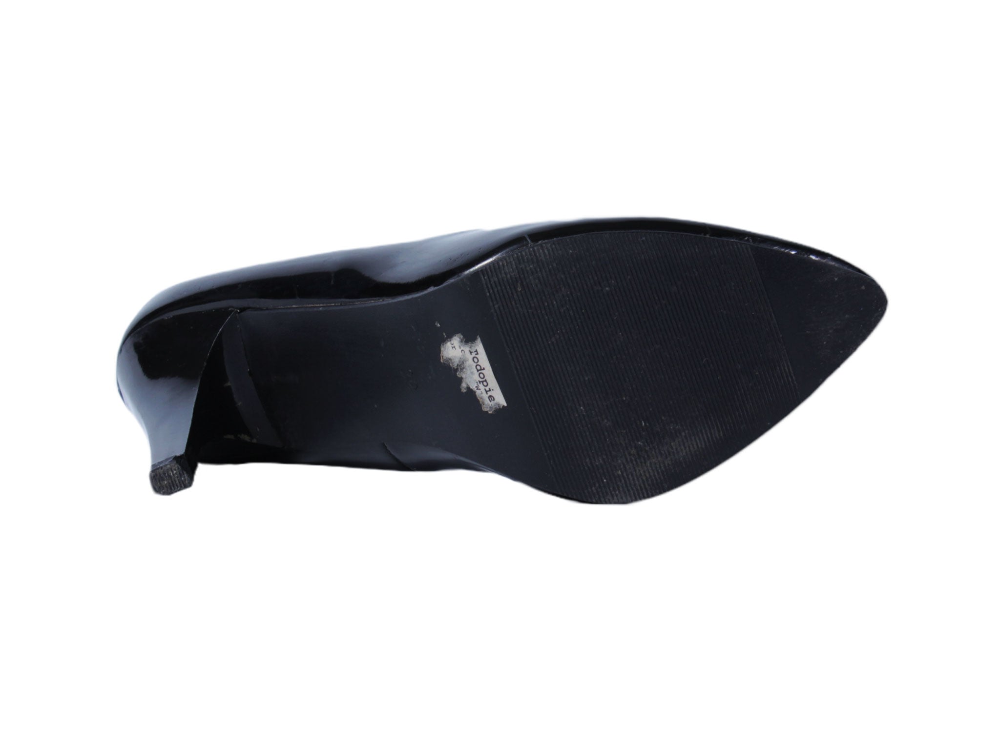 Zapato taco alto charol negro elegante | Talla 39