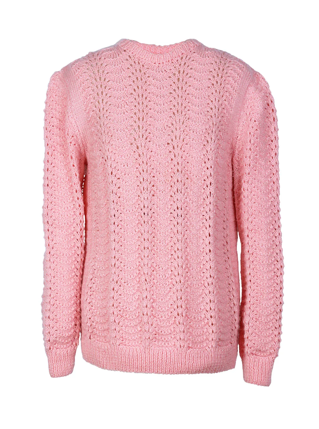 Chaleco tejido calado artesanal textura liviana rosa