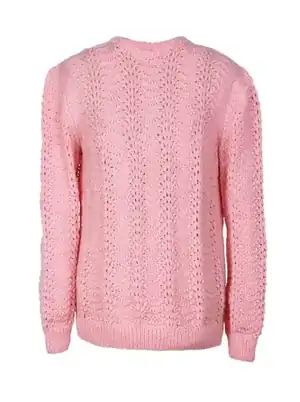 Chaleco tejido calado artesanal textura liviana rosa