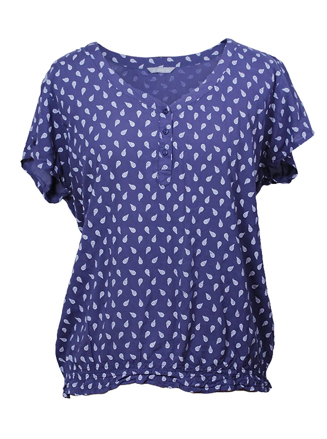 Polera azul estampado gotas y plumas