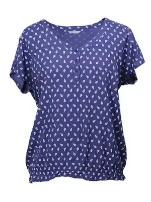 Polera azul estampado gotas y plumas