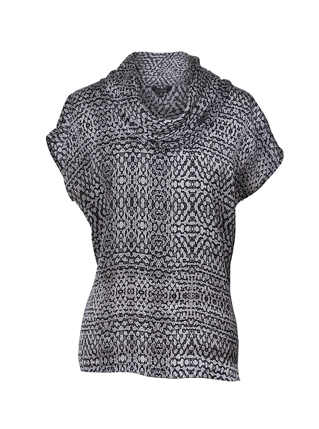 Blusa de seda cuello suelto blanco y negro LISA