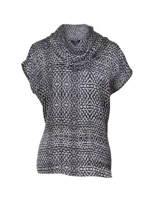Blusa de seda cuello suelto blanco y negro LISA