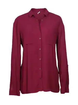 Camisa delgada burdeo manga larga