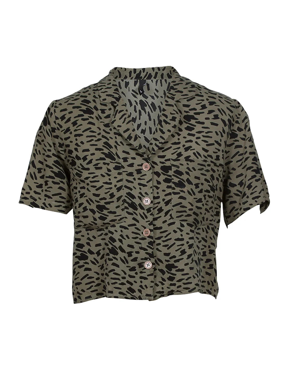 Camisa corta verde animal print