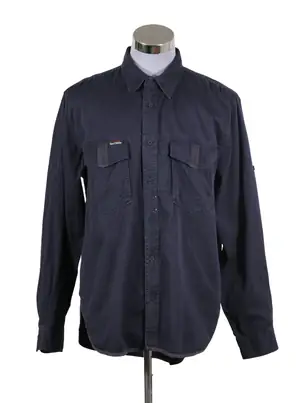 Camisa algodón azul marino clásica