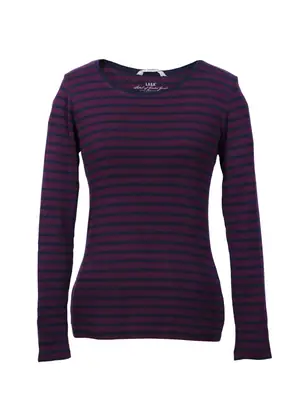 Polera manga larga rayada burdeo