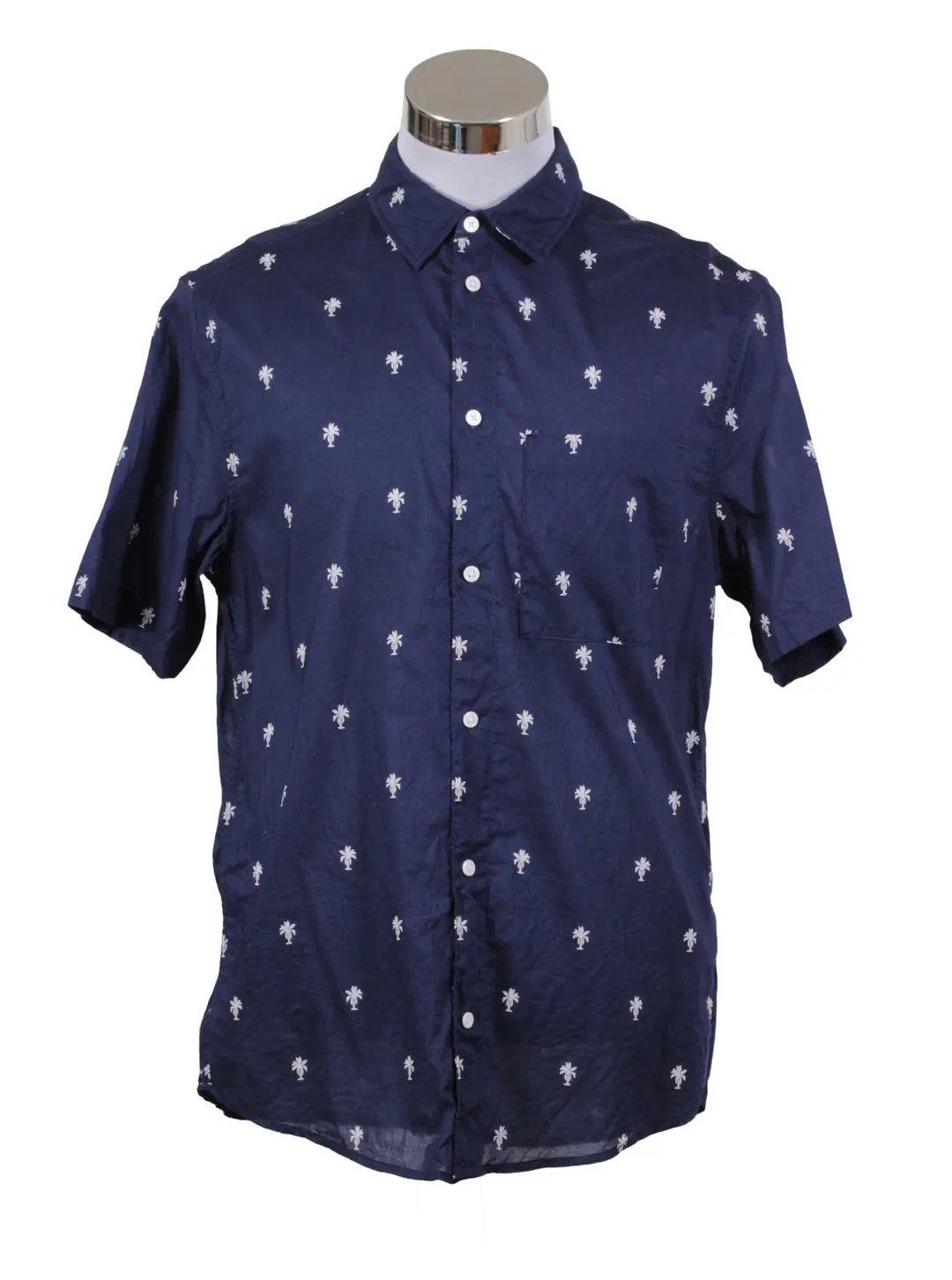 Camisa azul marino estampado palmeras