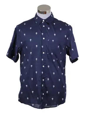 Camisa azul marino estampado palmeras