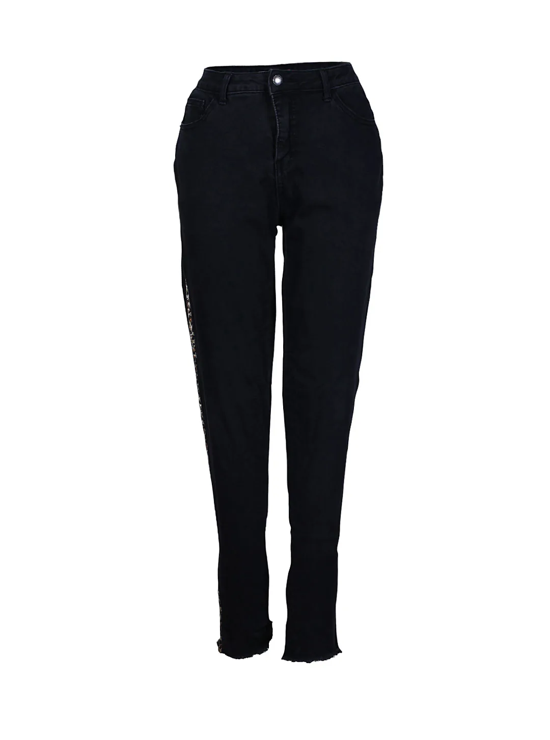 Pantalón negro con línea leopardo