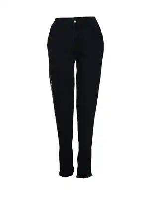 Pantalón negro con línea leopardo