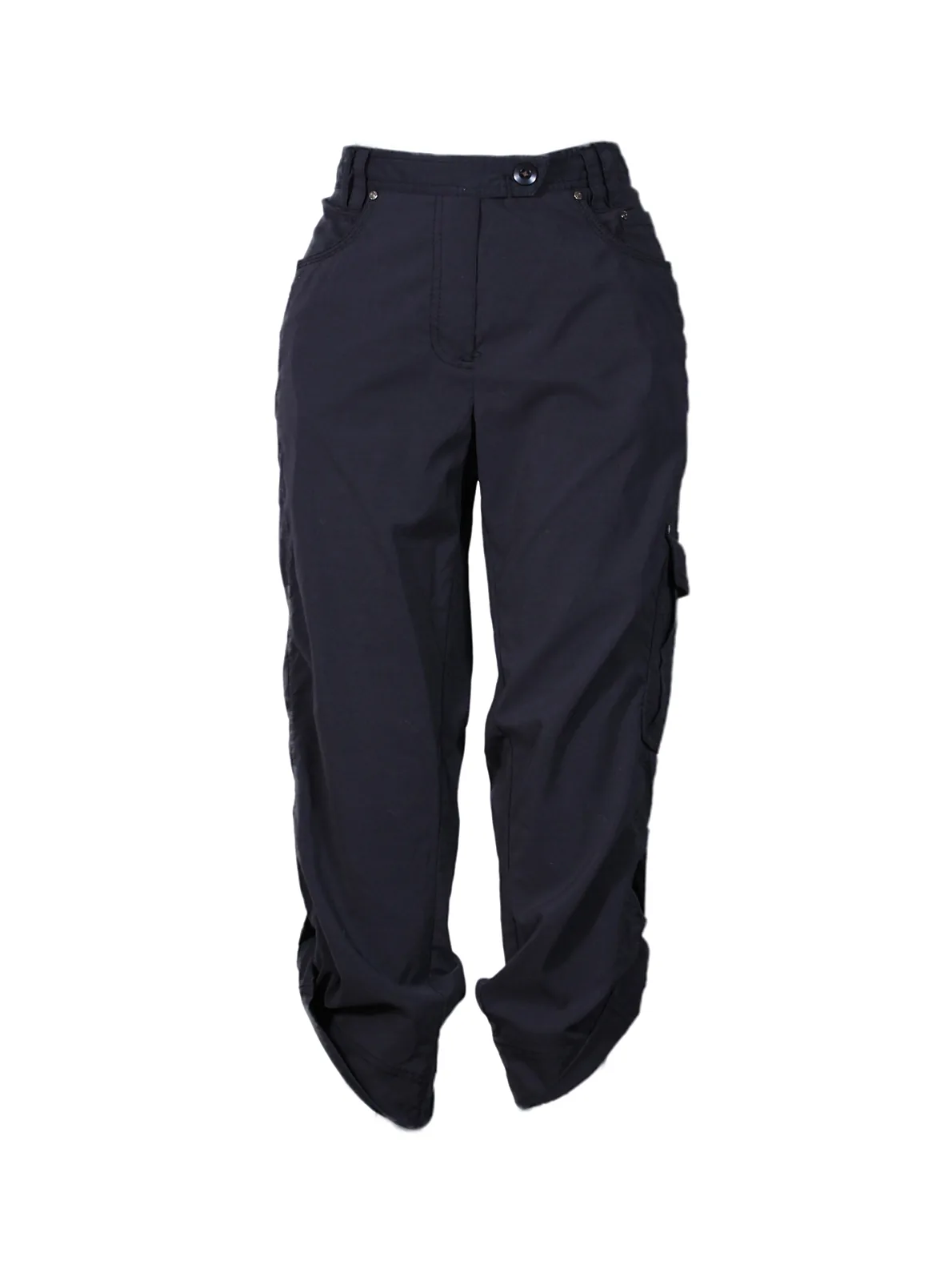 Pantalón cargo capri negro elasticado