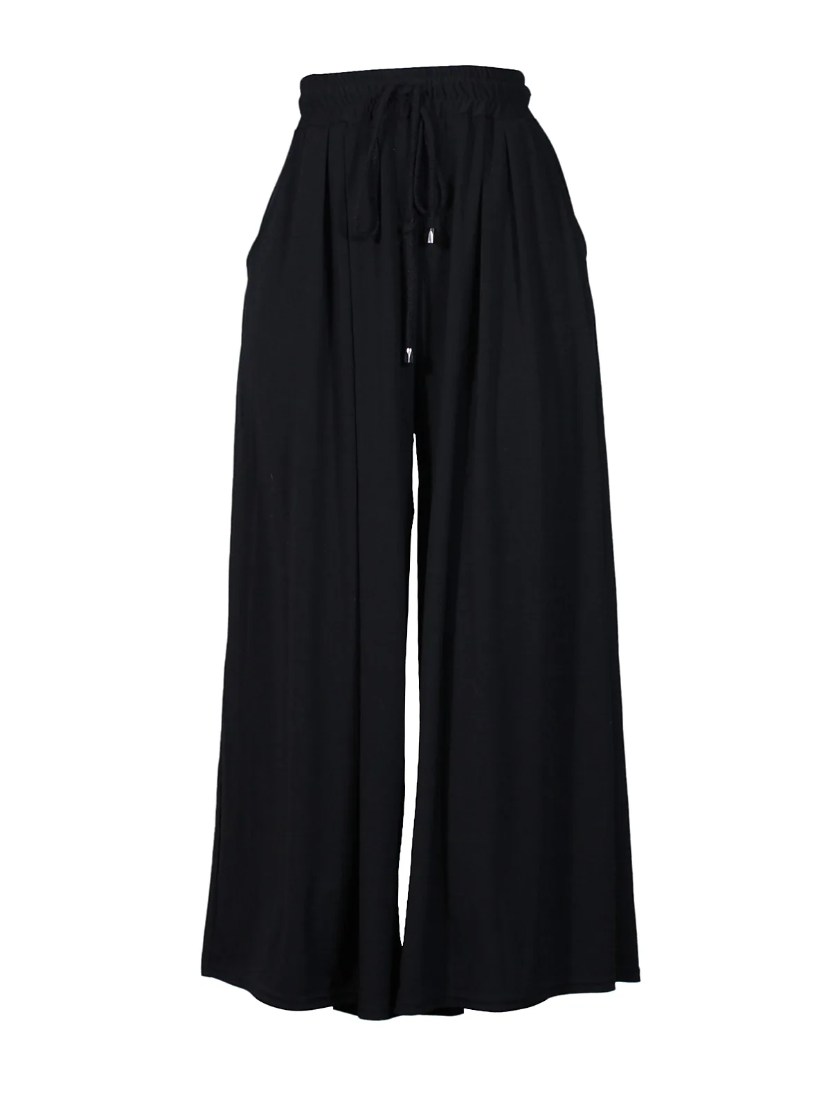 Pantalón palazzo negro de tiro alto con amarra