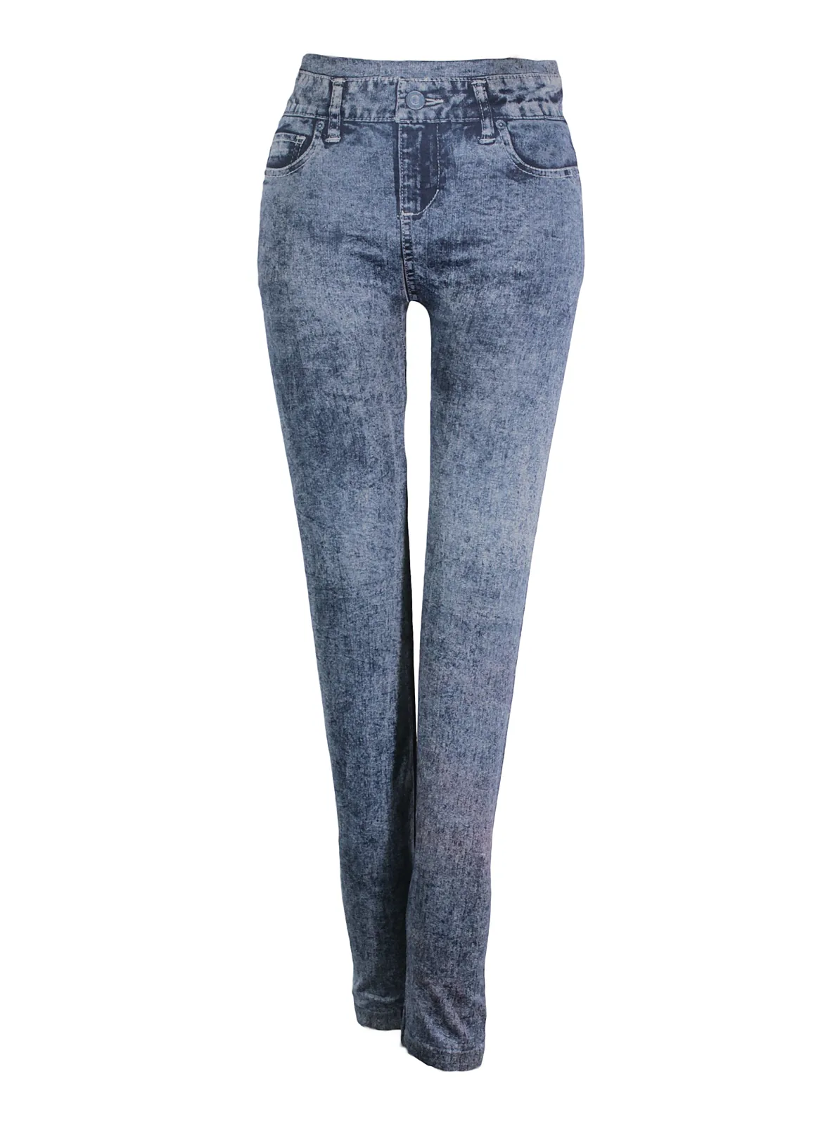 Leggins azul lavado skinny tiro medio textura desgastada
