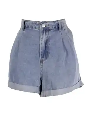Short denim tiro alto doblez