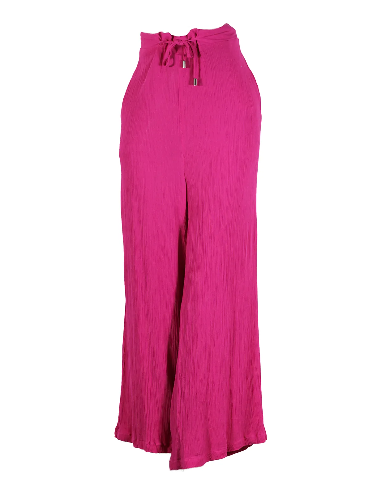 Pantalón fluido rosa ajuste metálico