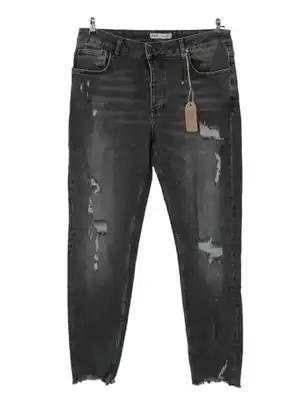 Jeans negro desgastado skinny tiro medio