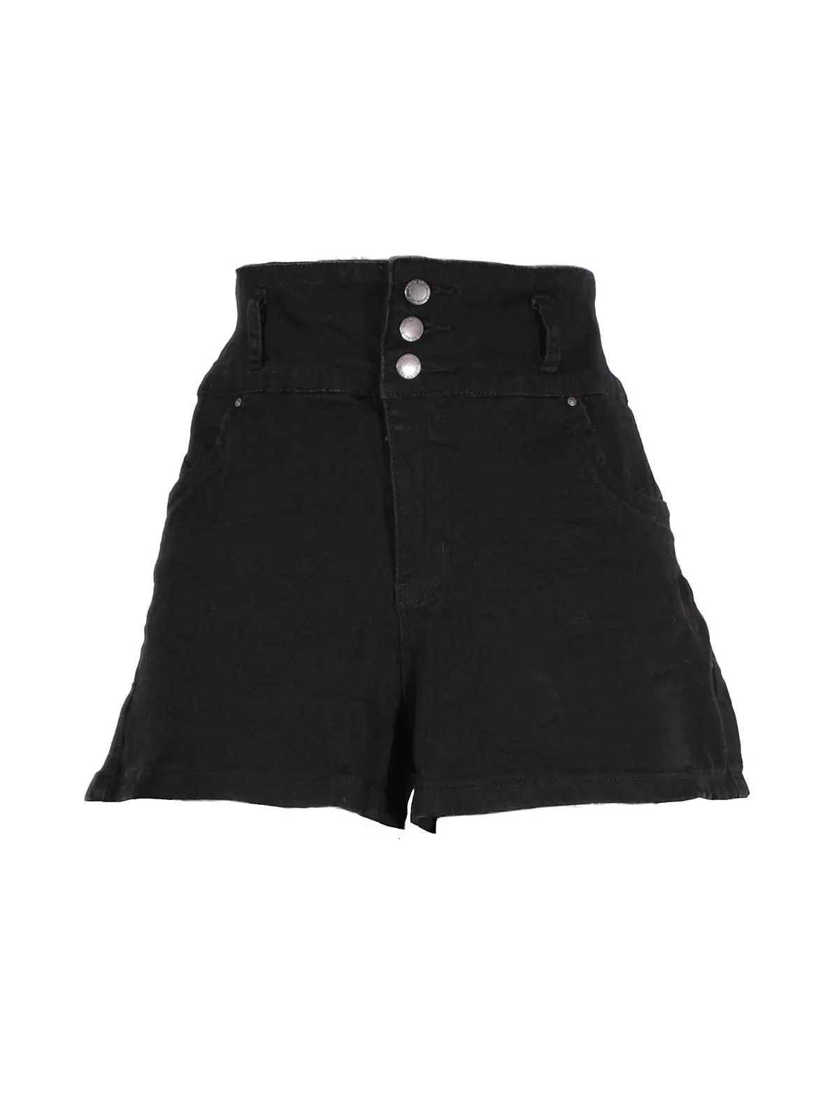 Short negro tiro alto de mezclilla elasticada