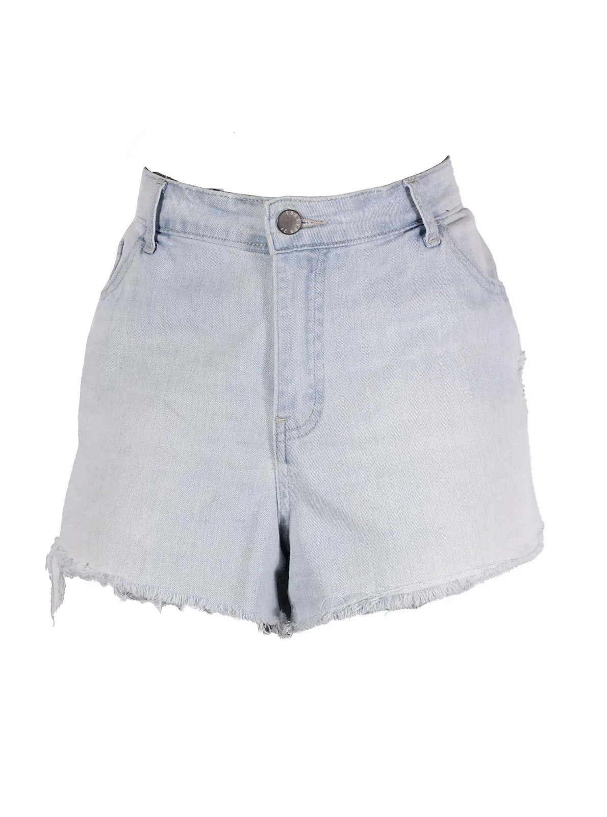 Short denim celeste claro deshilachado