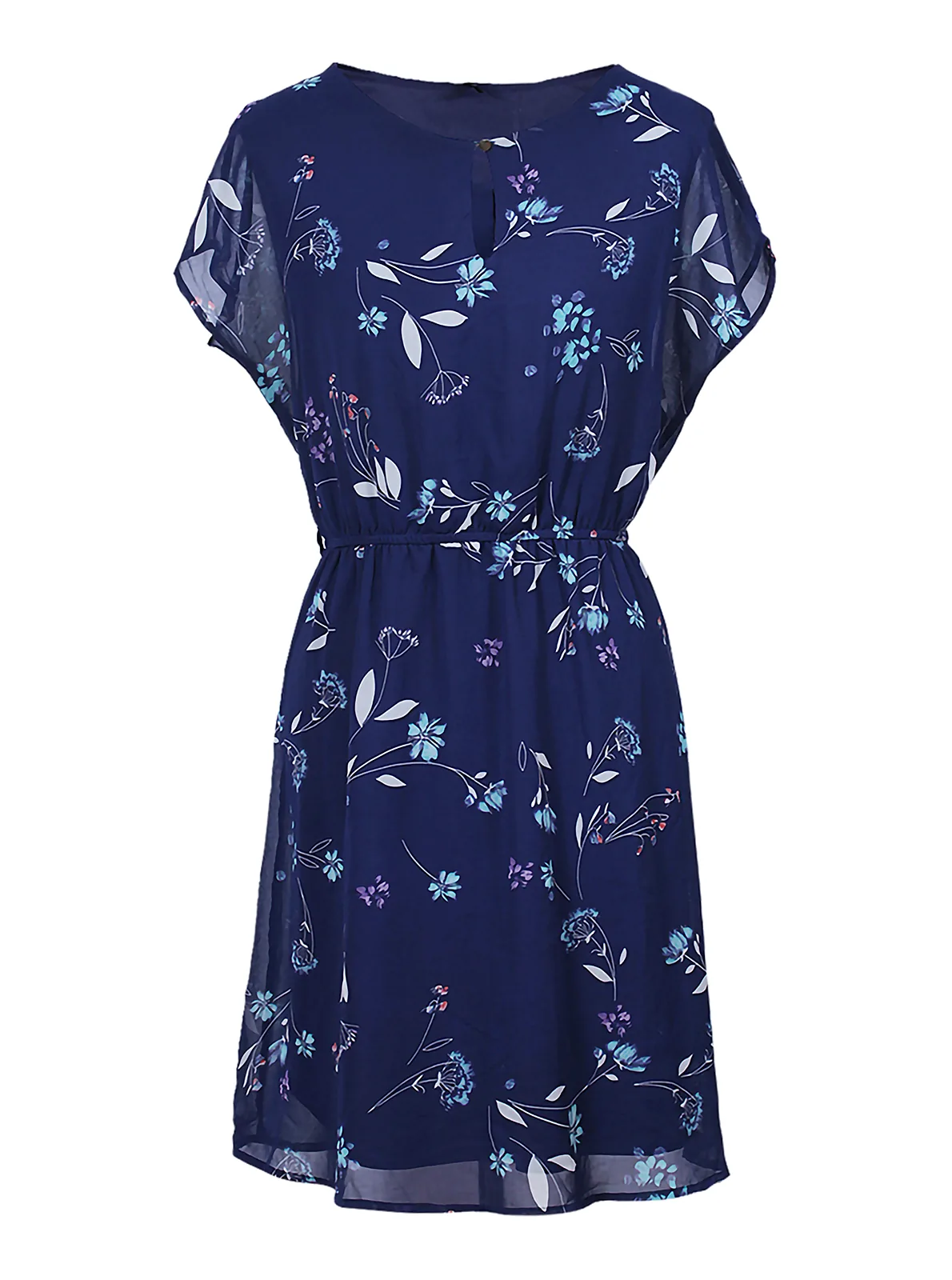 Vestido flores azul marino doble capa
