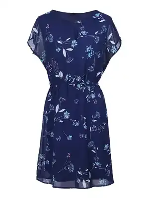 Vestido flores azul marino doble capa