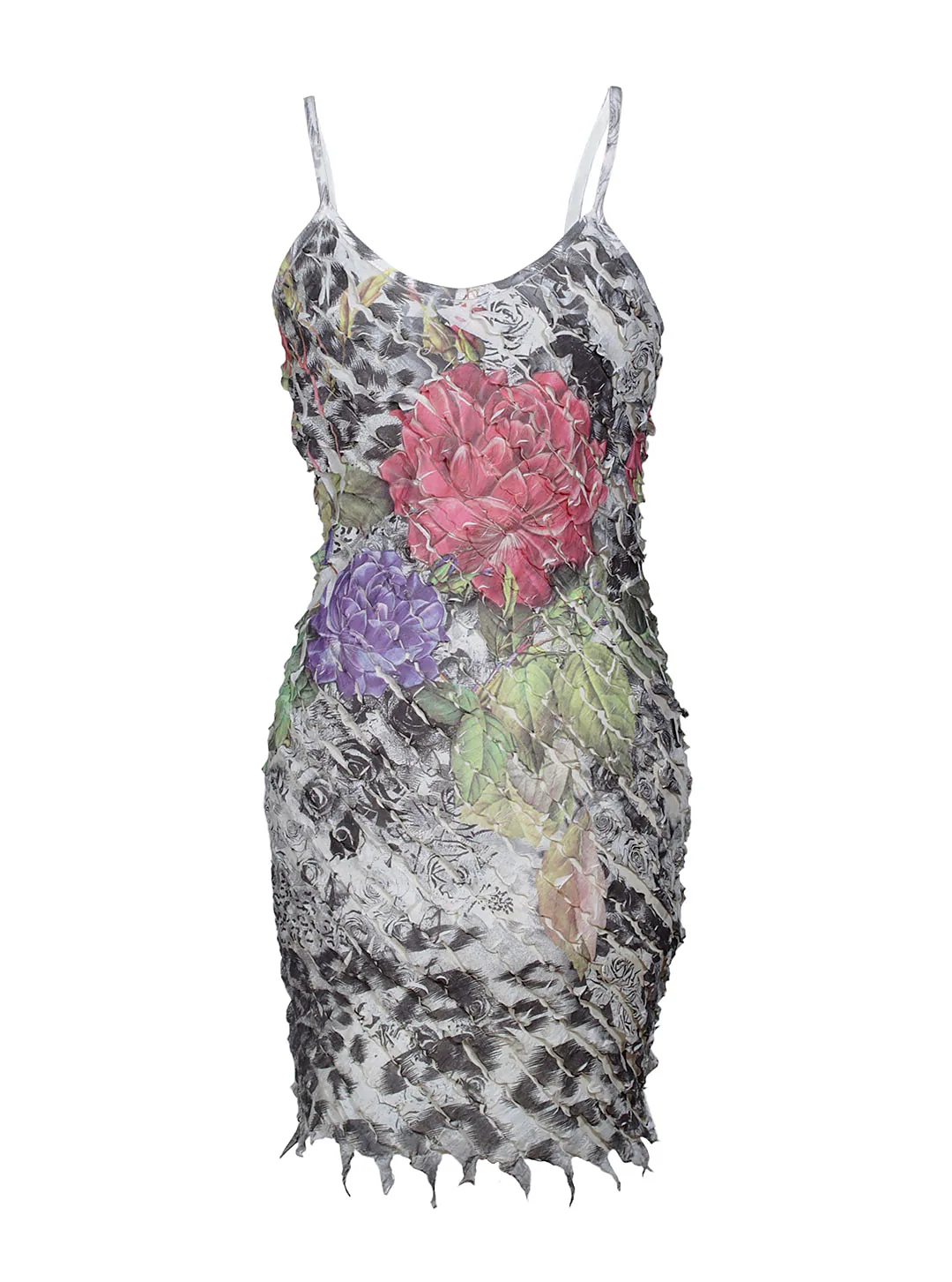 Vestido ceñido drapeado floral