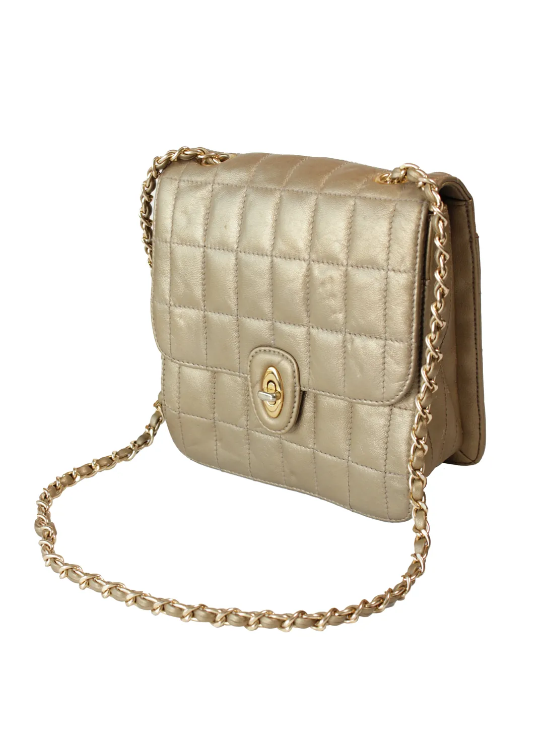 Cartera acolchada cadena metálica broche giratorio