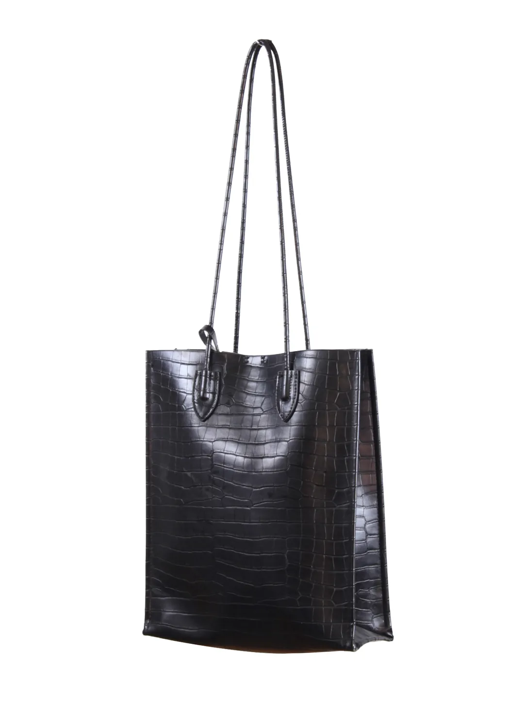 Bolso tote estructurado con textura tipo reptil