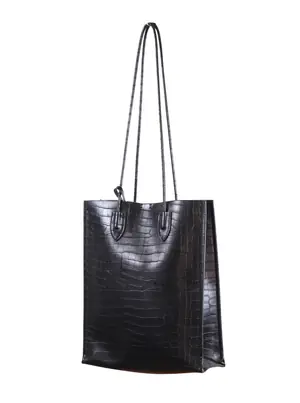 Bolso tote estructurado con textura tipo reptil