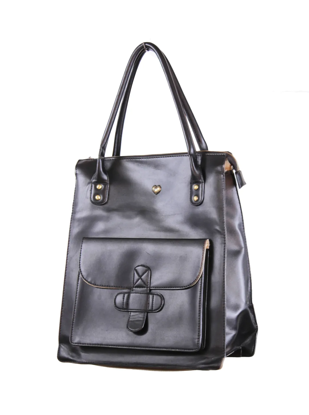 Cartera de hombro con bolsillo frontal y detalle metálico