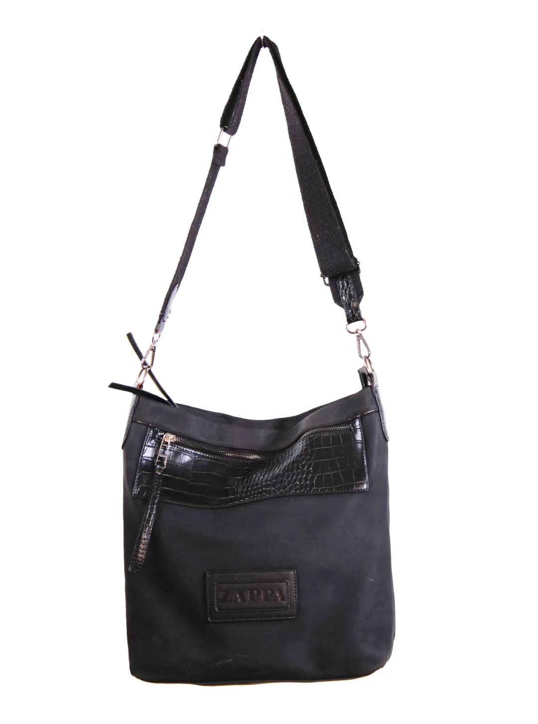 Cartera tipo hobo con cierre y detalles de textura