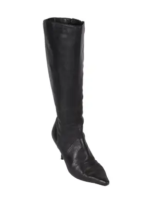 Botas negras taco aguja cuero